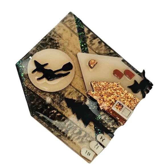 Lucinda House Witch Flying Halloween Pin - Picture 2 of 5